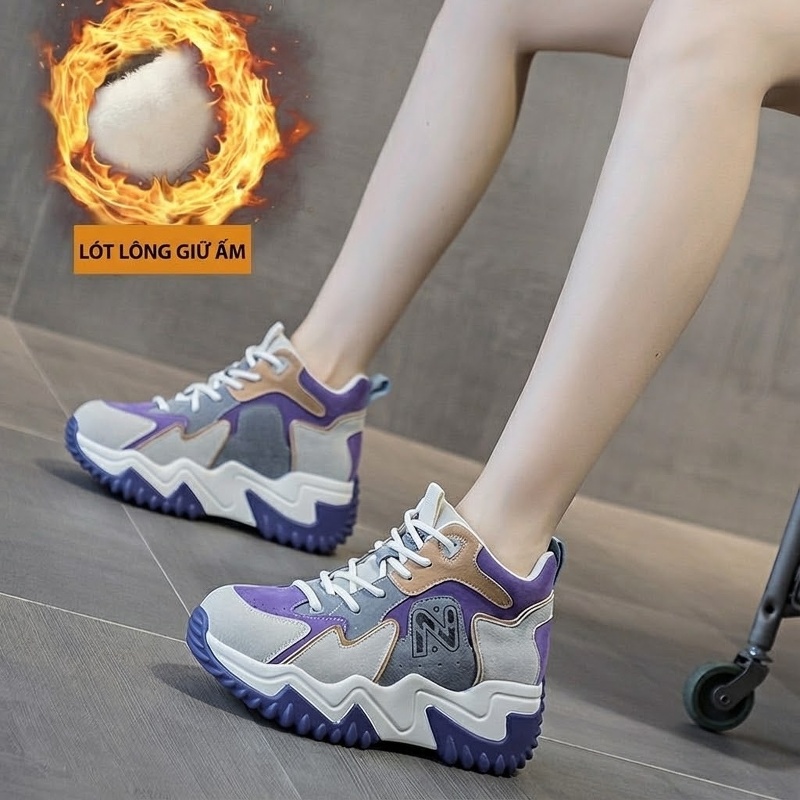 Giày Sneaker Nữ Đế Dày Chiều Cao Đế Khoảng 5cm Phong Cách Hàn Quốc Màu Trắng, Xanh Navy, Đỏ...