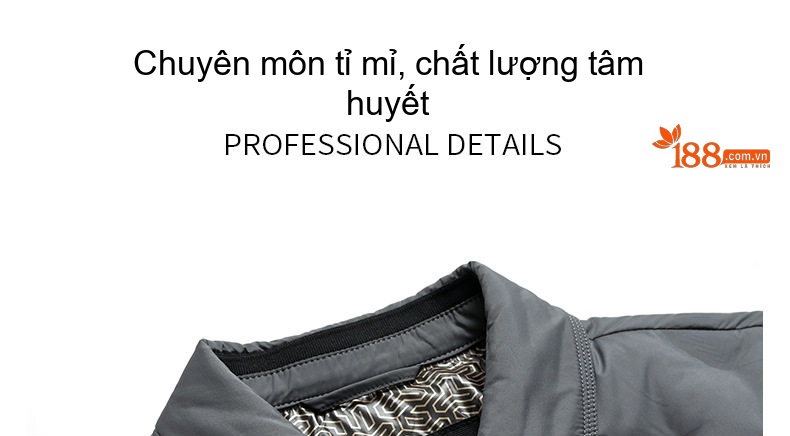 Áo Khoác Phao Lông Vũ Nam Thu Đông Dáng Áo Sơ Mi Màu Xám, Xanh Rêu, Đen chi tiết 10