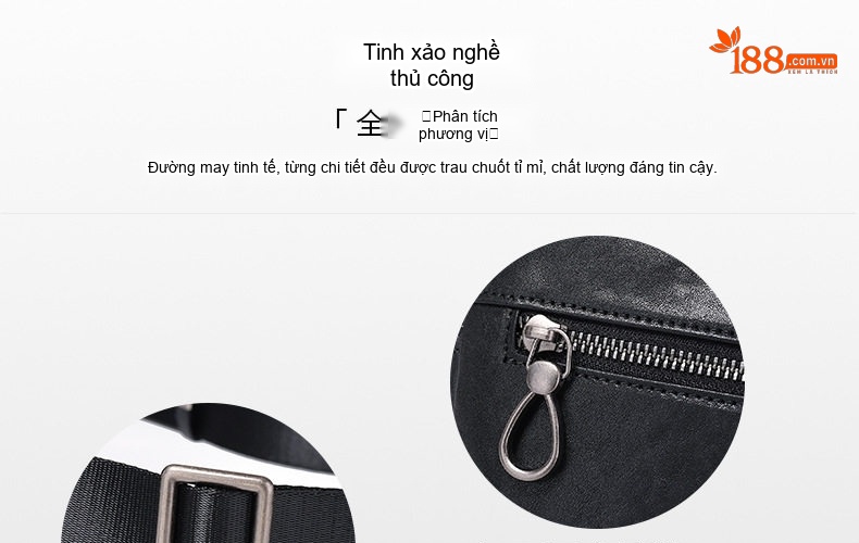 Túi Đeo Vai/Đeo Chéo Nam Da Bò Ngăn Ngang Phong Cách Casual Màu Đen chi tiết 14