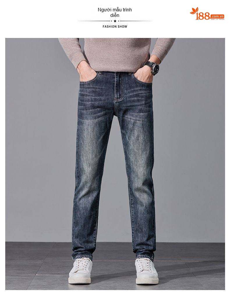 Quần Jean Nam Ống Đứng Cotton Co Giãn Nhẹ Phong Cách Casual Màu Xám Đen chi tiết 34