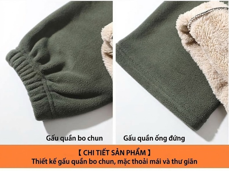 Quần Dài Nam Lông Cừu Non Dày Dặn Giữ Ấm Dáng Rộng Màu Đen, Xanh Navy, Xám, Xanh Olive... chi tiết 21