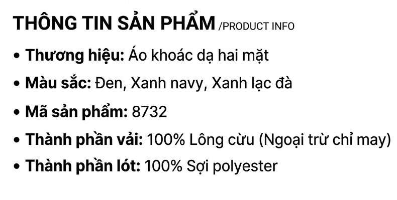 Áo Khoác Dạ Nam 100% Lông Cừu Dáng Ngắn Màu Đen, Nâu chi tiết 16