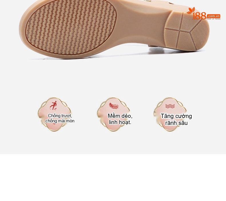 Dép Sandal Nữ Quai Ngang Da Bò Đế Cao 5cm - 6cm Màu Đen, Kem chi tiết 37