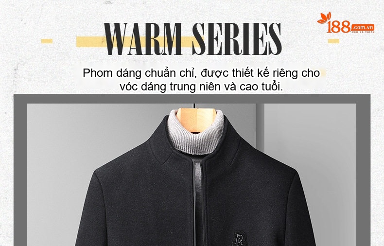 Áo Khoác Nam Cổ Trụ Lót Lông Cừu Mùa Thu Đông Màu Đen, Xanh Navy, Xám chi tiết 3