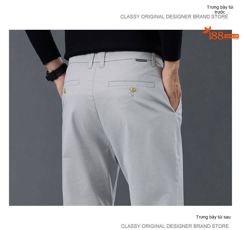 Quần Dài Nam Cotton Dáng Suông Rộng Thoải Mái Màu Đen, Xám, Kem, Xanh Navy chi tiết 22