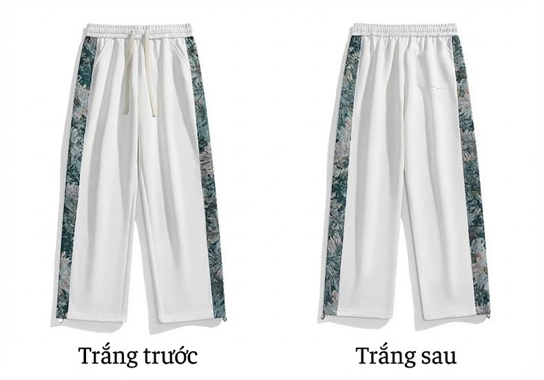 Quần Dài Ống Suông Nam Lưng Thun Rộng Thoải Mái Họa Tiết Màu Đen, Trắng Kem chi tiết 21
