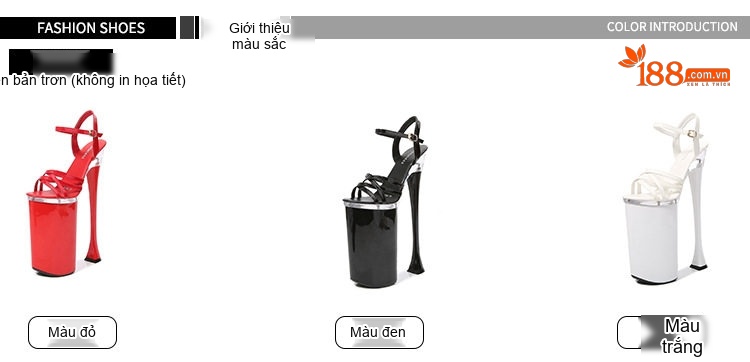 Giày Sandal Cao Gót Nữ Quai Ngang Hở Ngón Da Bóng Đính Đá Gót Cao 26cm Màu Đen, Đỏ, Trắng chi tiết 2