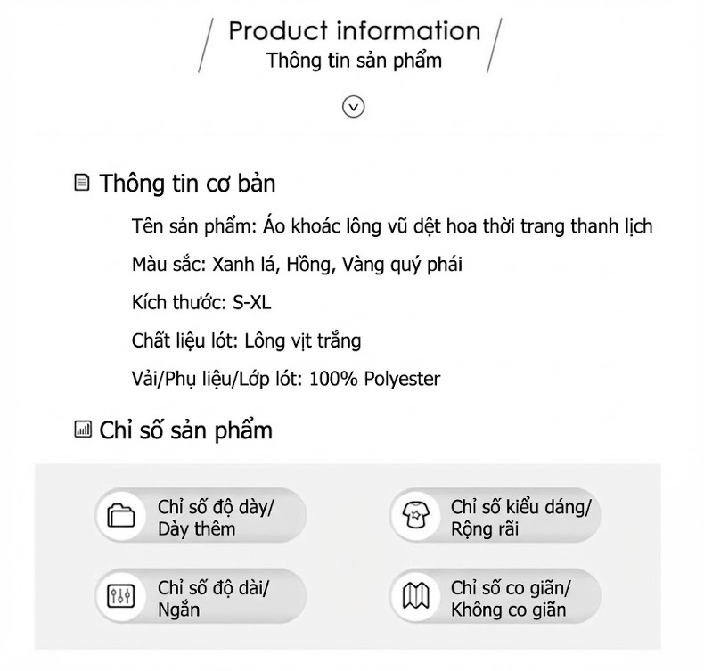 Áo Khoác Phao Nữ Quốc Phong Trung Hoa Cổ Điển, Nhồi Bông Trắng, Dáng Ngắn Màu Vàng, Hồng, Xanh Lá chi tiết 17