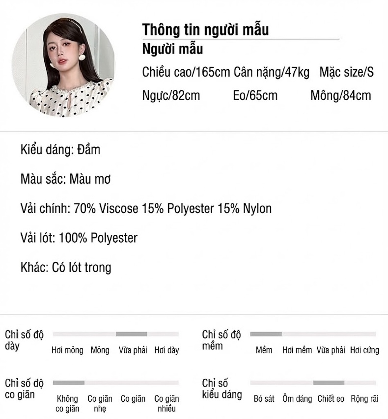 Váy Đầm Nữ Dáng Dài Họa Tiết Chấm Bi Cổ Điển Phong Cách Hepburn Màu Trắng, Đen chi tiết 2