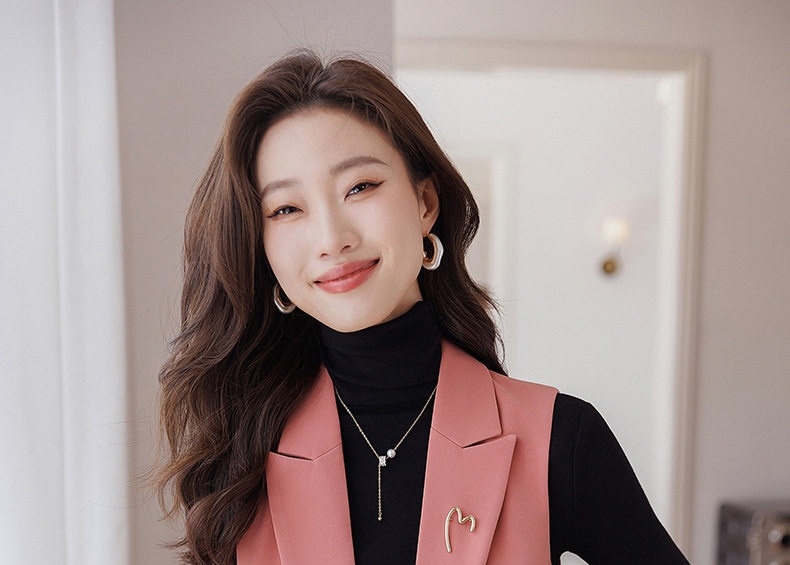 Áo Gile Vest Nữ Công Sở Màu Be, Hồng, Đen chi tiết 3