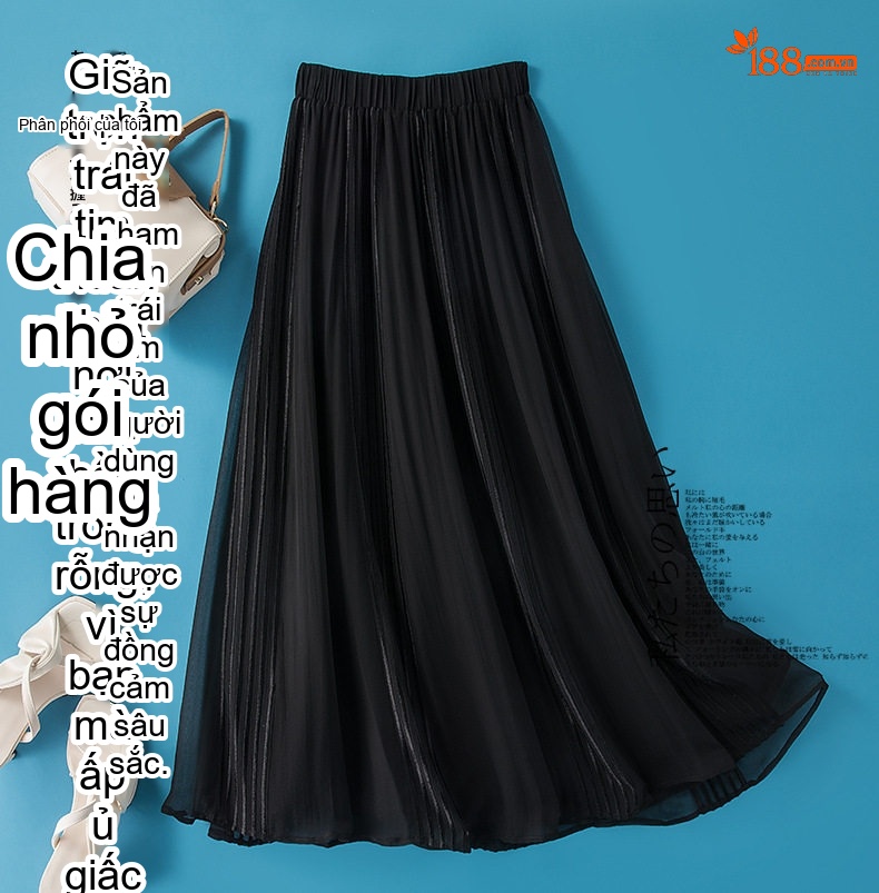 Chân Váy Lụa Tơ Tằm Thêu Tay Eo Chun Dáng Dài Xòe Màu Đen, Trắng chi tiết 1