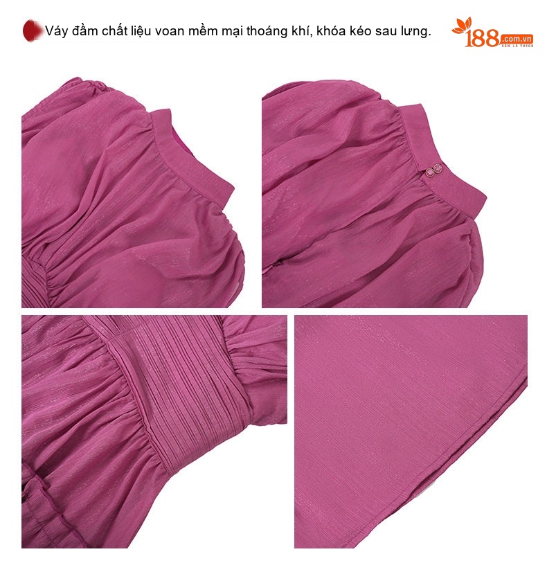 Váy Maxi Nữ Voan Lụa Không Tay Dáng Dài Cao Cấp Phong Cách Đi Biển Màu Tím Hồng chi tiết 4