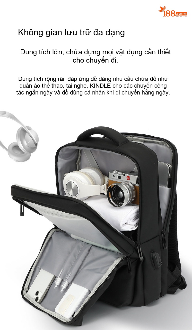 Balo Đôi Nam Nữ Da Bóng Chống Nước Thời Trang Công Sở Đựng Laptop Màu Đen chi tiết 16
