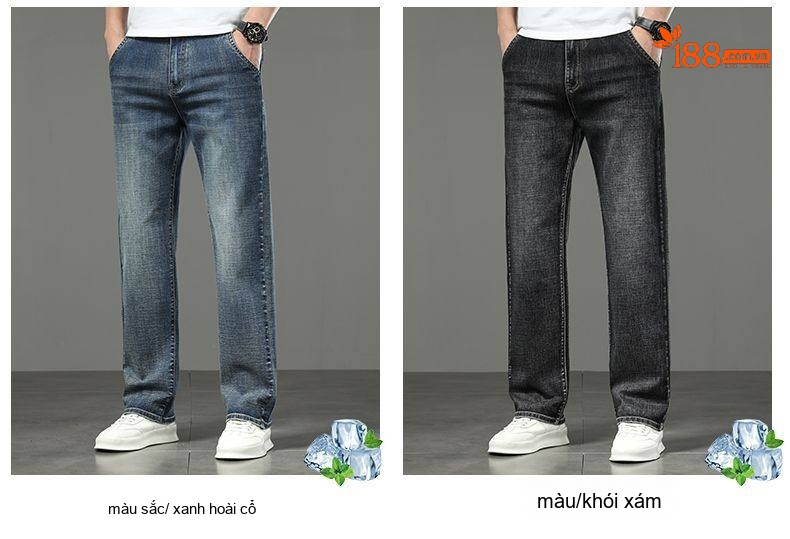 Quần Jeans Dáng Suông Nam Ống Đứng Lớn Tuổi Trung Niên Màu Xanh Dương chi tiết 10