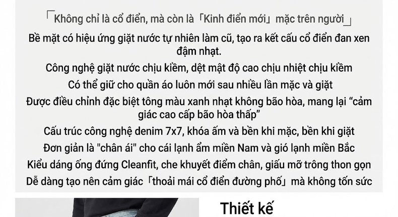 Quần Jean Nam Dáng Rộng Vừa Phải Phong Cách Retro Đường Phố Chất Vải Denim Xanh Dương chi tiết 4