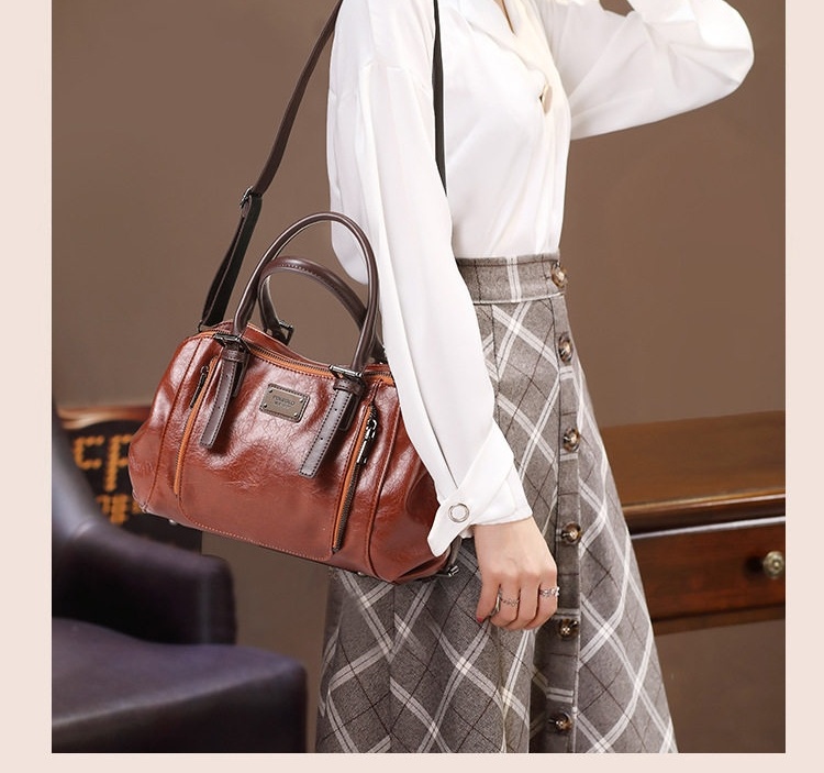 Túi Xách Nữ Da Bóng Vintage Đeo Vai, Đeo Chéo, Xách Tay Nhiều Ngăn Màu Nâu, Đen, Xanh Rêu, Đỏ... chi tiết 13