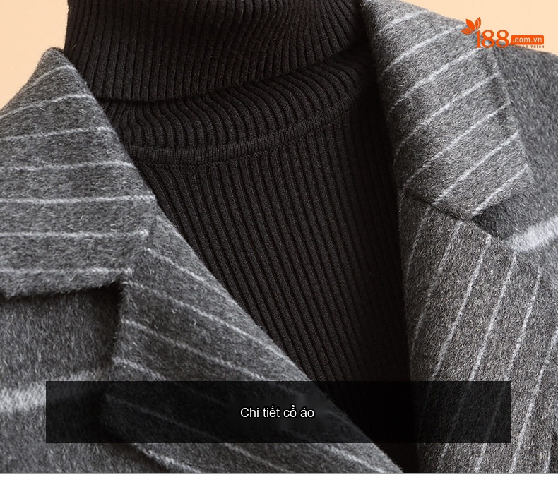 Áo Khoác Dạ Nữ Họa Tiết Houndstooth Dáng Rộng Thu Đông Màu Đen, Trắng, Nâu, Xám chi tiết 13