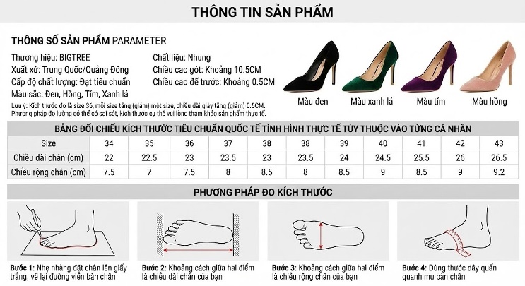 Giày Cao Gót Nữ Nỉ Mũi Nhọn Hở Bên Hông Đính Đá Chiều Cao Đế Khoảng 8cm Màu Đen, Hồng, Xanh Lá, Tím chi tiết 1
