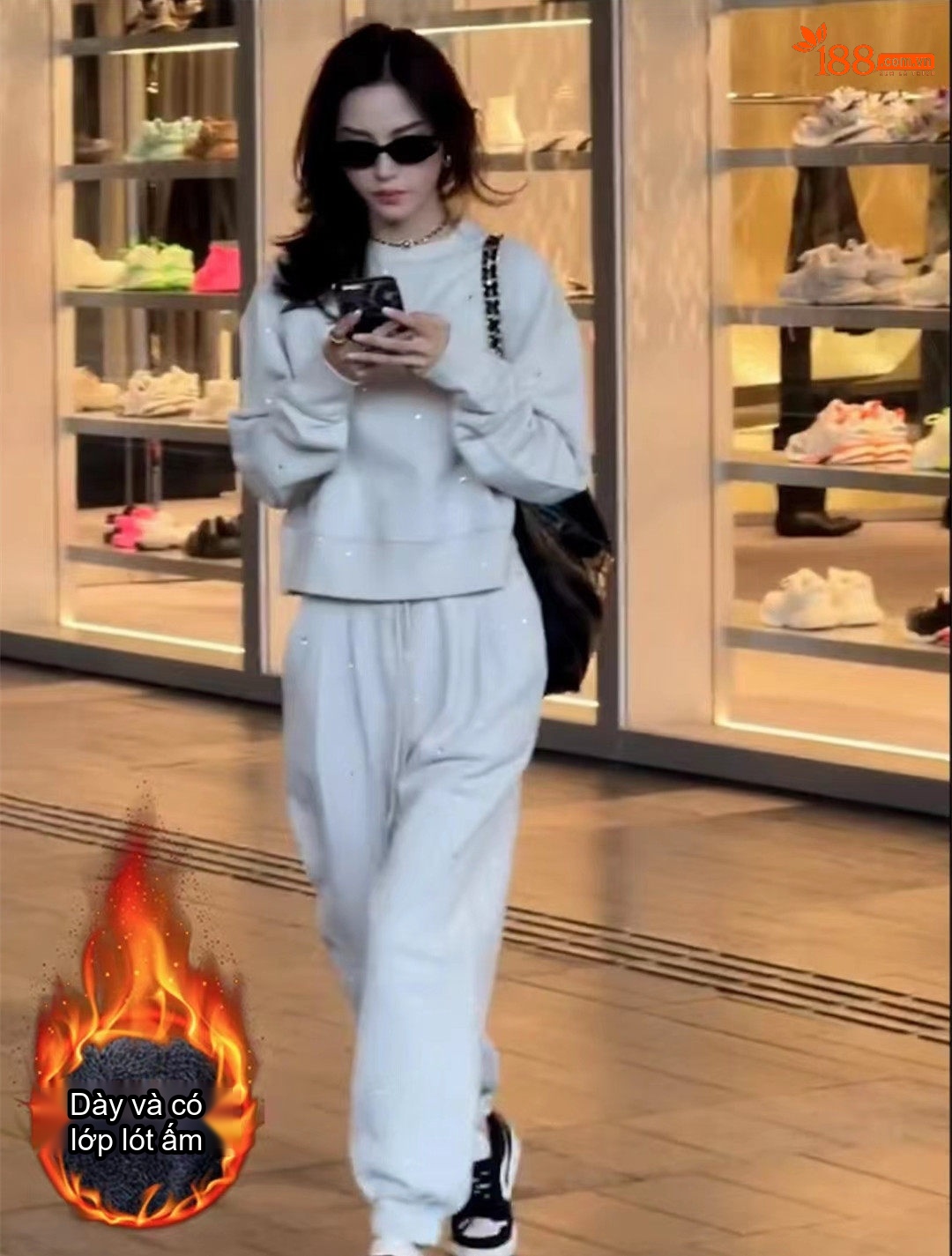 Bộ đồ nữ thu đông áo hoodie quần dài thể thao năng động