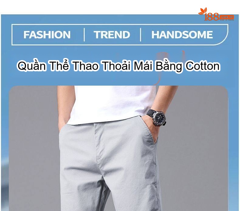 Quần Dài Cotton Nam Ống Suông Rộng Thoải Mái Màu Đen, Xám, Kem, Xanh Navy... chi tiết 1