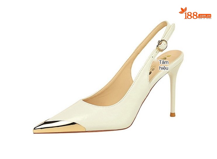 Giày Cao Gót Nữ Mũi Nhọn Gót Nhọn Hở Gót Quai Hậu Da Bóng Chiều Cao Đế Khoảng 8cm Màu Đen, Trắng, Nâu, Đỏ... chi tiết 29