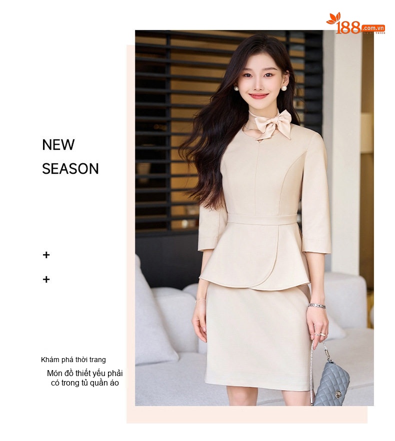 Bộ Vest Công Sở Nữ Tay Lỡ Thiết Kế Peplum Thanh Lịch Màu Be, Đen, Xanh Navy chi tiết 21