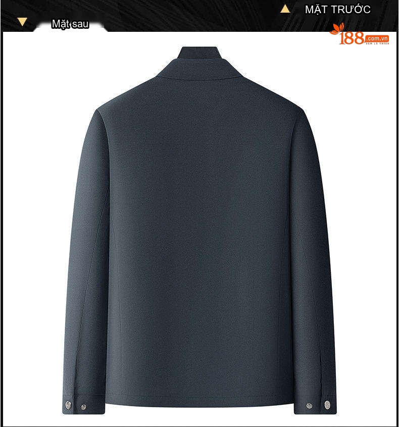 Áo Khoác Nam Cổ Bẻ Khóa Kéo Kiểu Dáng Công Sở Màu Xanh Navy, Nâu, Đen chi tiết 14