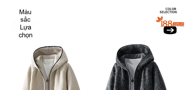 Áo Khoác Lông Cừu Non Có Mũ Trùm Đầu Dáng Rộng Unisex Màu Kem, Xám, Đen chi tiết 6
