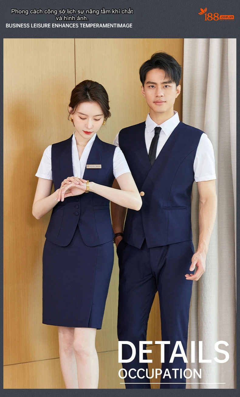 Áo Gile Công Sở Nữ Kiểu Dáng Vest Thiết Kế Thanh Lịch Màu Xám, Xanh Navy chi tiết 14