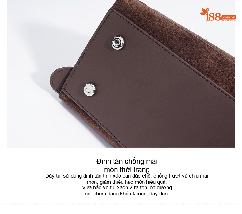 Túi Xách Nữ Hai Tầng Da Mờ Đeo Vai, Đeo Chéo Phong Cách Thời Trang Màu Nâu Mocha chi tiết 14