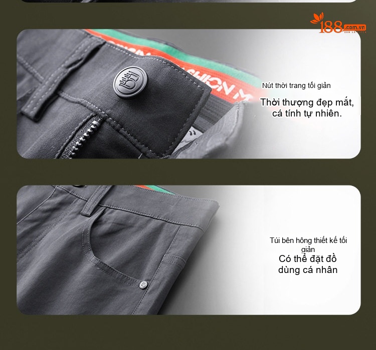 Quần Dài Nam Cotton Ống Đứng Dáng Rộng Thoải Mái Màu Trắng, Đen, Xám chi tiết 12