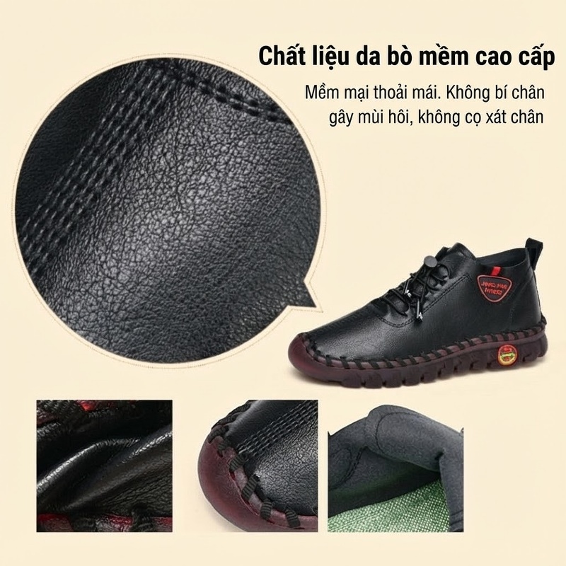 Giày Búp Bê Mềm Nữ Đế Bằng Chiều Cao Đế Khoảng 2cm Màu Đỏ, Đen, Nâu, Trắng Kem... chi tiết 15