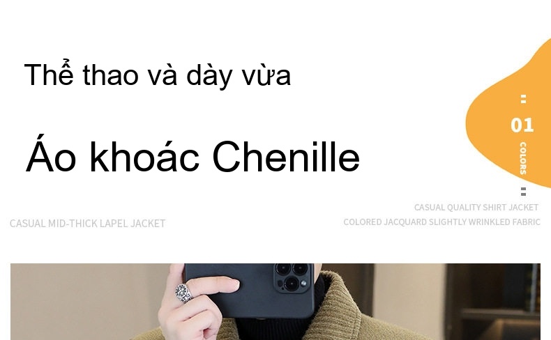 Áo Khoác Nam Dệt Kim Nhung Sherpa Dày Dặn Cổ Bẻ Màu Đen, Xanh Olive chi tiết 1
