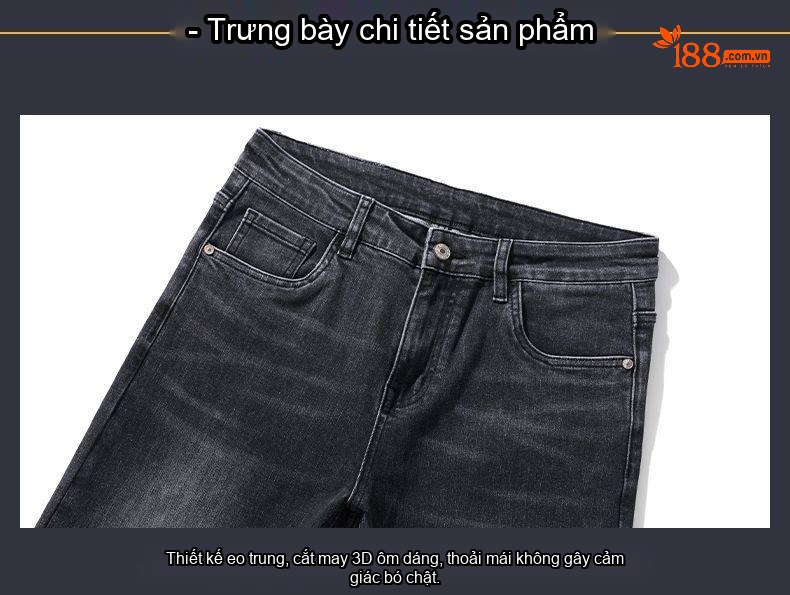 Quần Jean Cotton Co Giãn Cao Cấp Dáng Suông Màu Xanh, Đen chi tiết 32