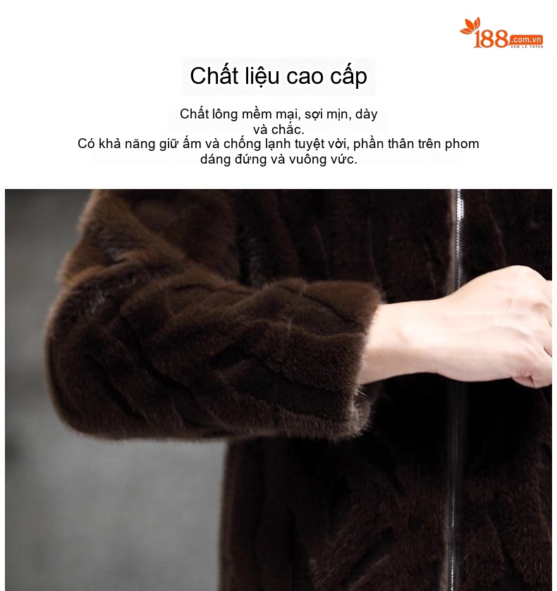 Áo Khoác Nam Giả Da Chồn Dáng Ngắn Lót Nhung Dày Dặn Giữ Ấm Màu Nâu chi tiết 2