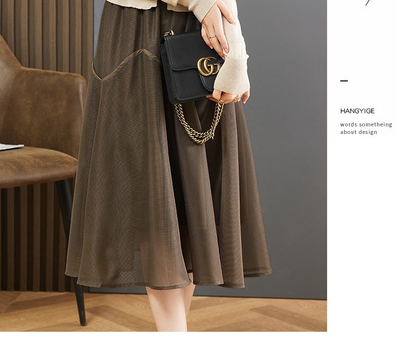 Váy Bộ Dệt Kim Nữ Thu Đông Áo Cardigan Quần Áo Nhỏ Chân Váy Lưới Màu Be, Nâu chi tiết 16