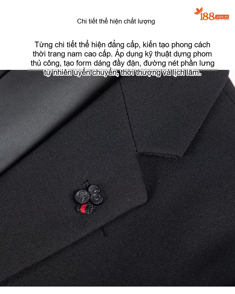 Bộ Vest Nam Trơn Màu Cưới Hỏi Chú Rể Dáng Ôm Phong Cách Hàn Quốc Bộ Ba Món Màu Đen chi tiết 5