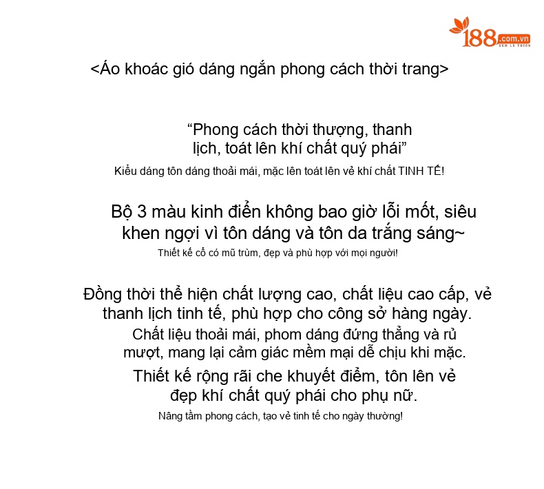 Áo Khoác Gió Nữ Dáng Ngắn Có Mũ Trùm Đầu Phong Cách Trẻ Trung Màu Đỏ, Kem, Đen chi tiết 3