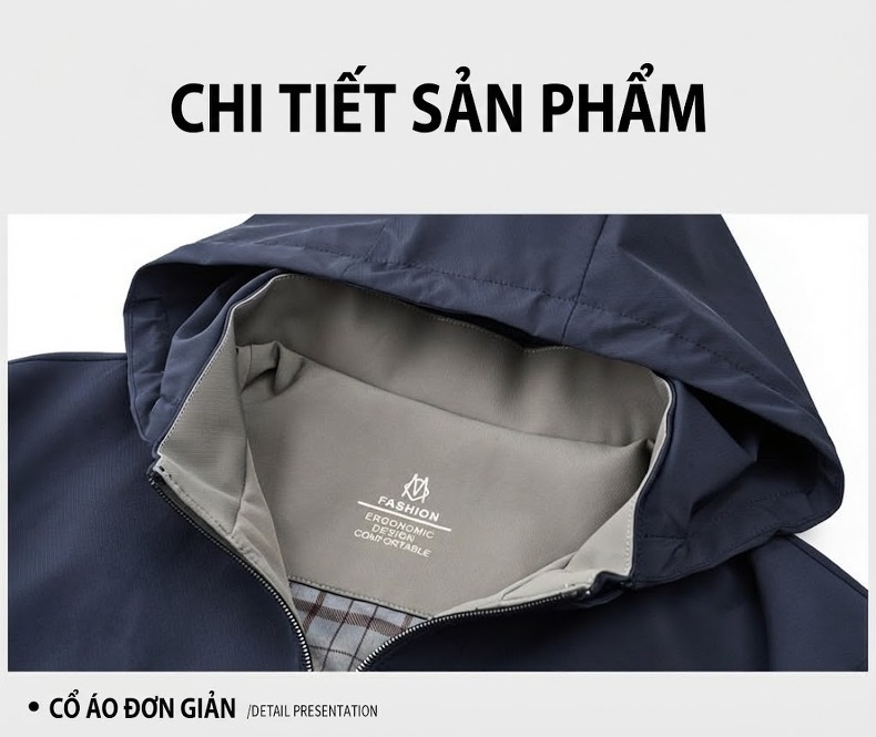 Áo Khoác Nam Có Mũ Trùm Đầu Phong Cách Doanh Nhân Thoải Mái Màu Xanh Navy, Xám chi tiết 24
