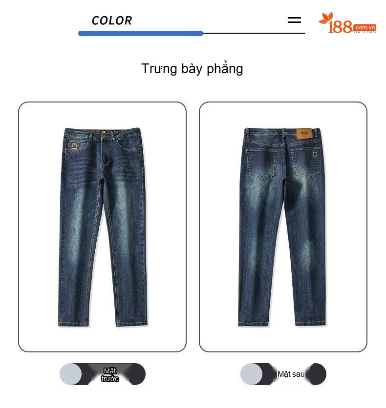 Quần Jean Nam Ống Đứng Co Giãn Phối Màu Xám Xi Măng chi tiết 14
