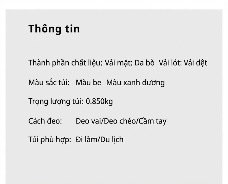 Túi Xách Nữ Da Bò Đeo Vai, Đeo Chéo, Xách Tay Công Sở, Hàng Ngày Màu Hạnh chi tiết 3