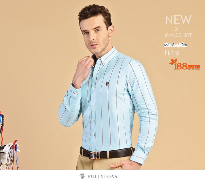 Áo Sơ Mi Nam Tay Dài Cotton Oxford Sọc Dáng Ôm Vừa Vặn Màu Xanh Dương, Trắng, Vàng, Hồng... chi tiết 16