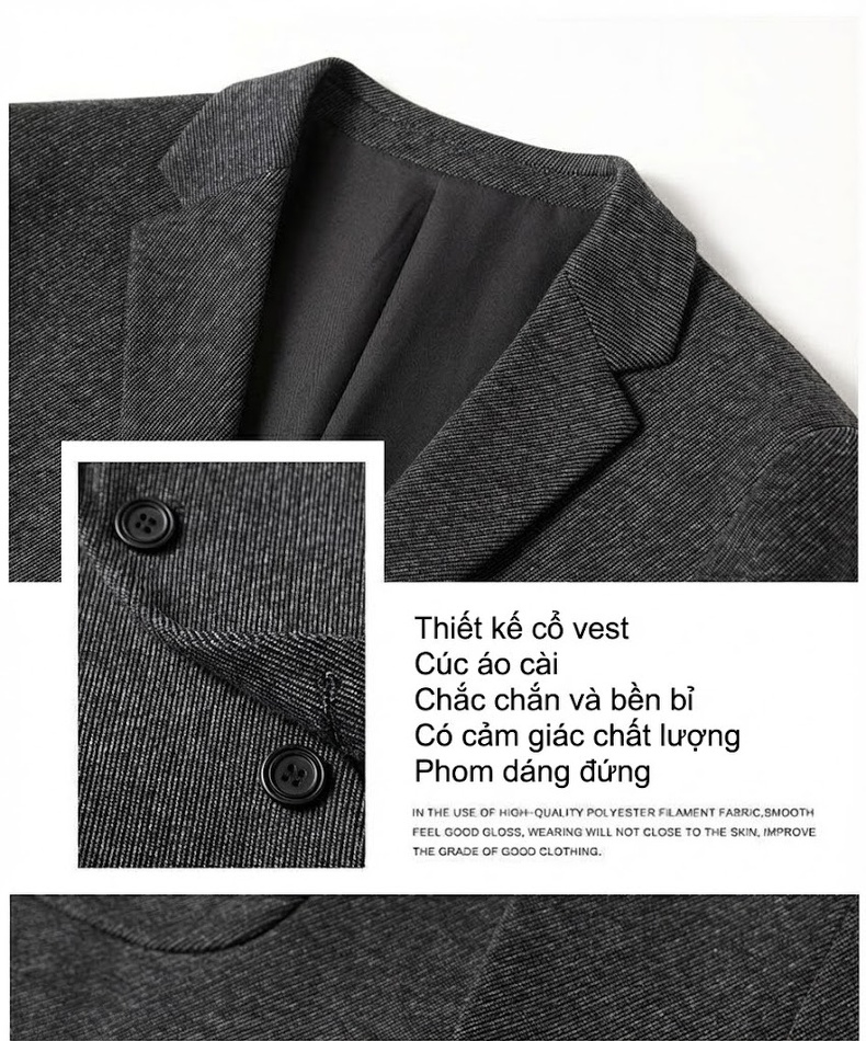 Áo Vest Nam Len Lông Cừu Cao Cấp Phong Cách Hàn Quốc Màu Xám chi tiết 5