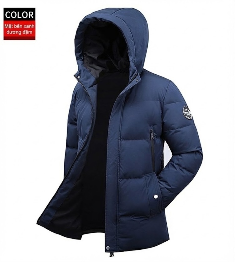 Áo Khoác Cotton Nam Dáng Dài Có Mũ Trùm Đầu Dày Dặn Giữ Ấm Phong Cách Thời Trang Màu Đen, Xanh Navy, Xanh Rêu chi tiết 20