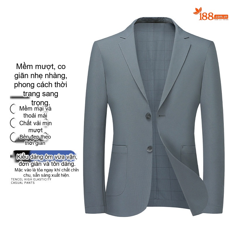 Áo Blazer Nam Mỏng Nhẹ Phong Cách Hàn Quốc Màu Xám, Xanh Navy