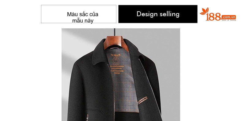 Áo Khoác Nam Lông Cừu 100% Dáng Bomber Có Lót Lông Vũ Màu Đen chi tiết 12