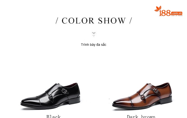 Giày Monkstrap Khóa Cài Nam Da Bóng Chiều Cao Đế Khoảng 3cm Màu Đen, Nâu chi tiết 5
