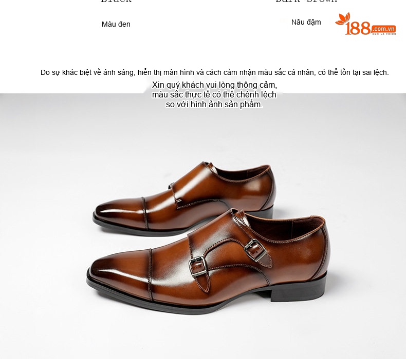 Giày Monkstrap Khóa Cài Nam Da Bóng Chiều Cao Đế Khoảng 3cm Màu Đen, Nâu chi tiết 6