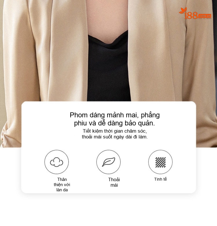 Áo Blazer Nữ Phong Cách Hàn Quốc Chất Liệu Cao Cấp Màu Champagne, Đen, Trắng chi tiết 8
