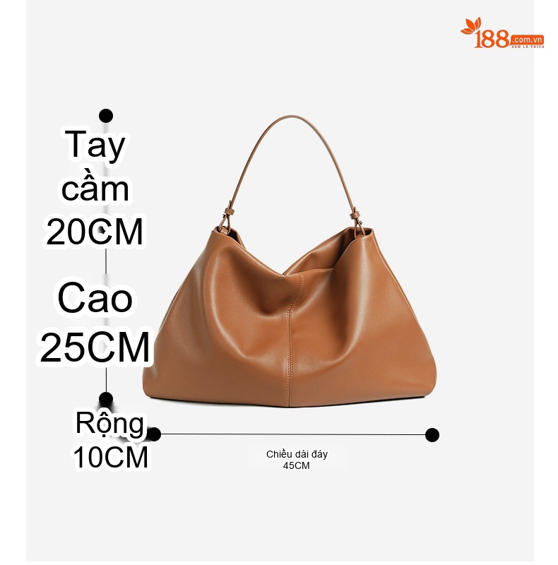 Túi Tote Da Bò Đeo Vai/Xách Tay Phong Cách Thời Trang Thu Đông, Túi Lớn Đựng Đồ Màu Nâu, Đen chi tiết 4